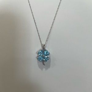 SS Blue Topaz Clover Heart Pendant